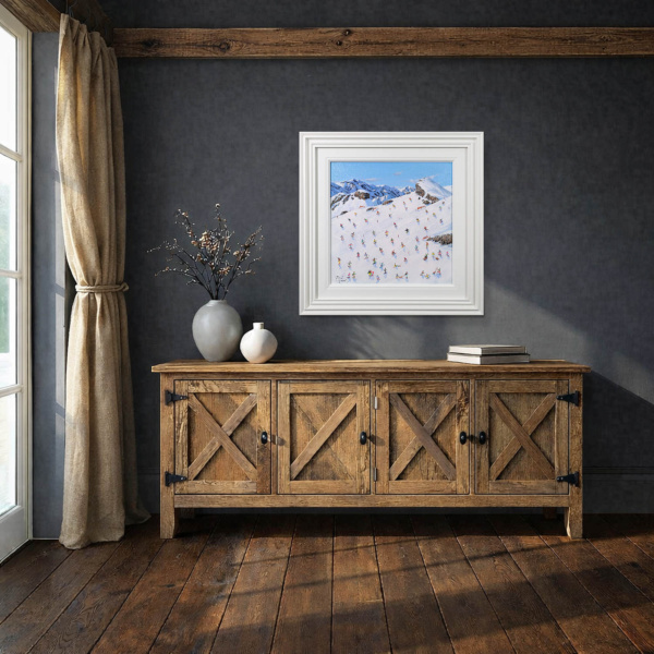 Skiing On The Alpine Slope by Paola Cassais, original painting, in room