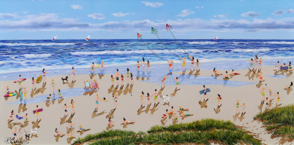 Kites Over The Beach by Paola Cassais, original painting