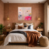 Pink Motion by Manel, original painting, in room