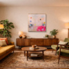 Pink Motion by Manel, original painting, in room