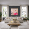 Pink Motion by Manel, original painting, in room