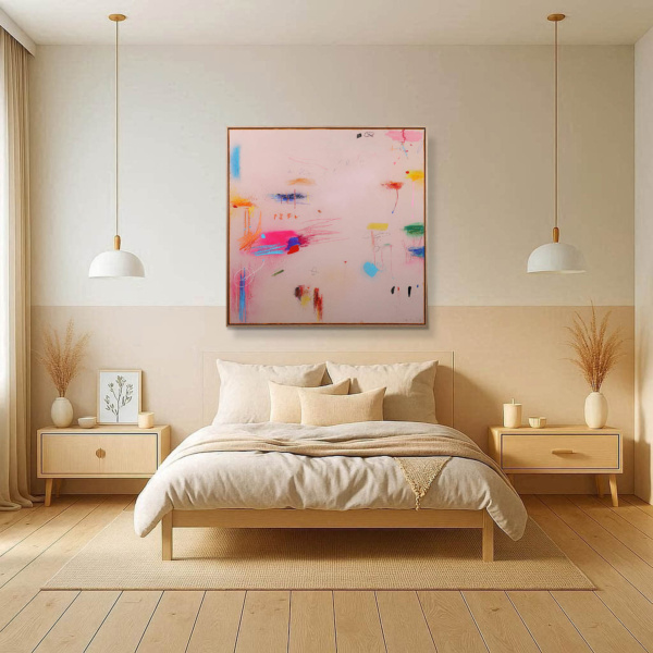 Bloom Pop by Manel, original painting, in room