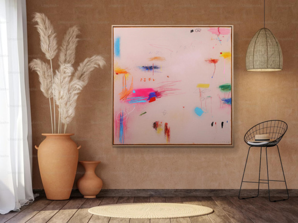 Bloom Pop by Manel, original painting, in room