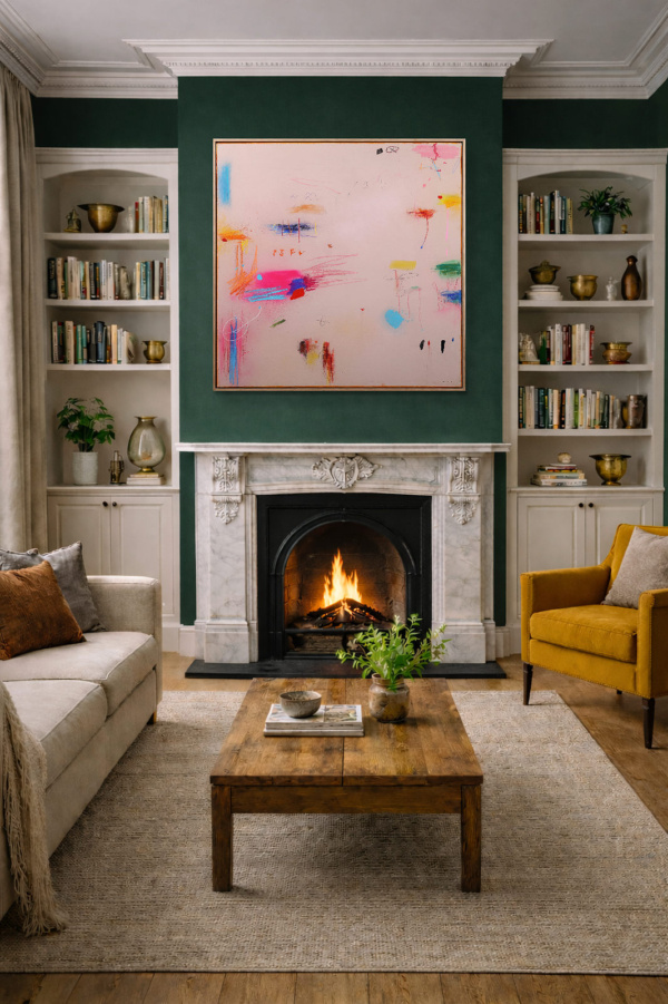 Bloom Pop by Manel, original painting, in room