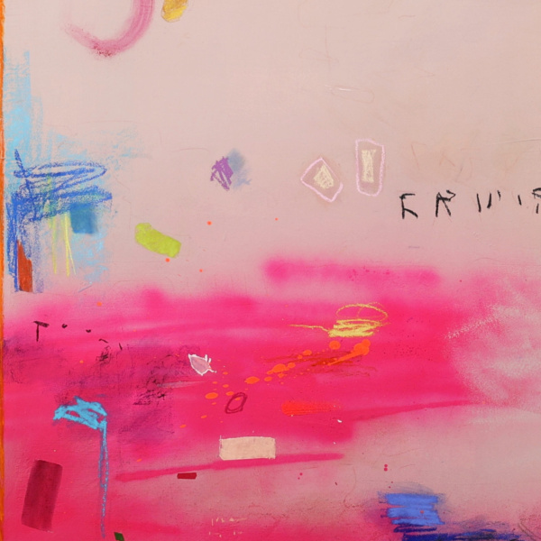Pink Burst by Manel, original painting, detail