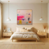 Pink Burst by Manel, original painting, in room