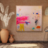 Pink Burst by Manel, original painting, in room