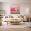 Pink Burst by Manel, original painting, in room