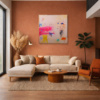 Pink Burst by Manel, original painting, in room