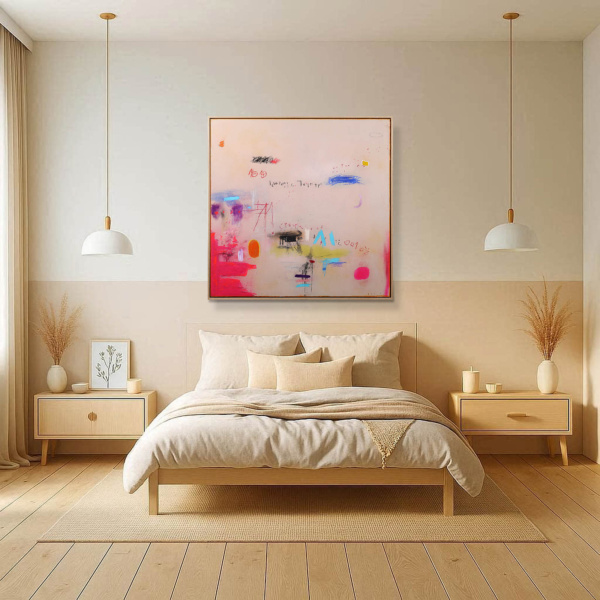 Soft Joy by Manel, original painting, in room