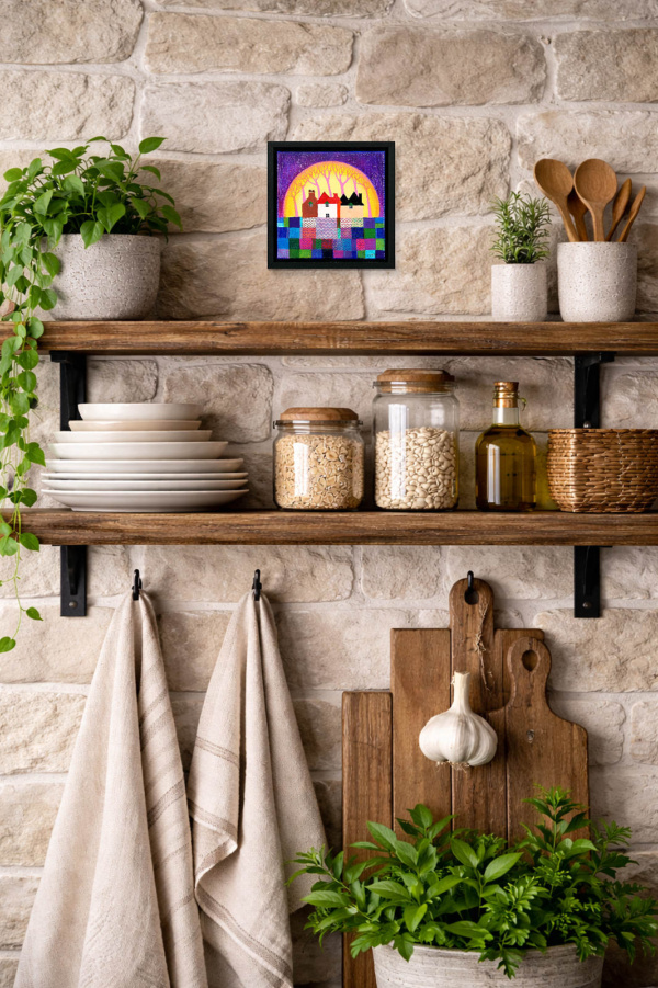 Our Sunrise Bubble by Sunita Khedekar, original painting, in room