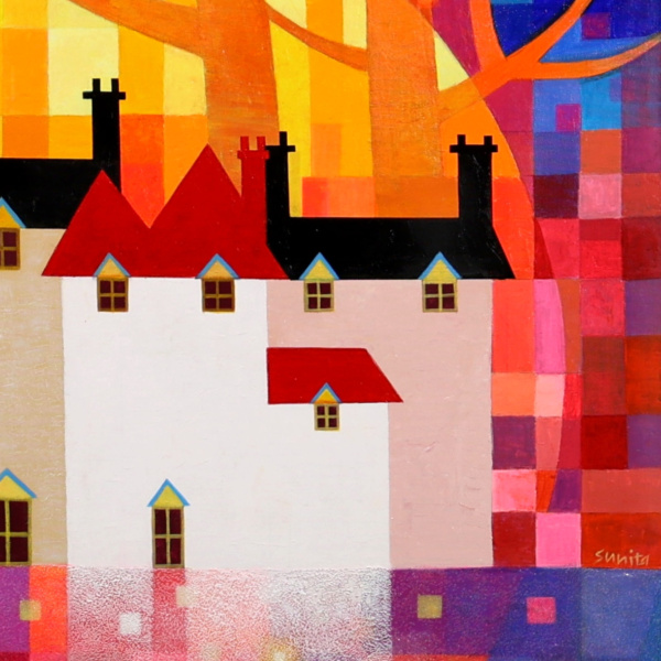 Moonrise by Sunita Khedekar, original painting, detail