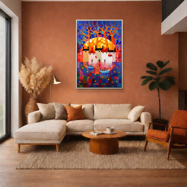 Moonrise by Sunita Khedekar, original painting, in room