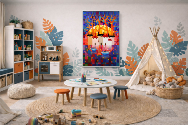 Moonrise by Sunita Khedekar, original painting, in room