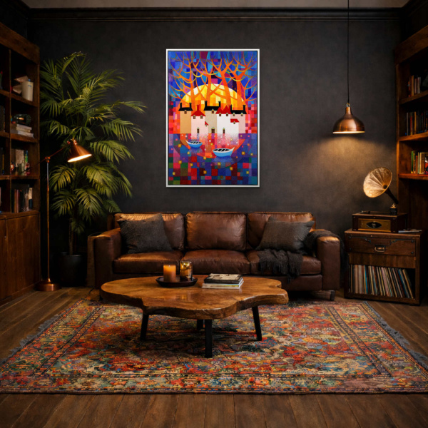Moonrise by Sunita Khedekar, original painting, in room