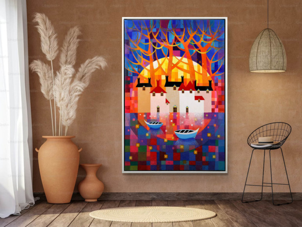 Moonrise by Sunita Khedekar, original painting, in room