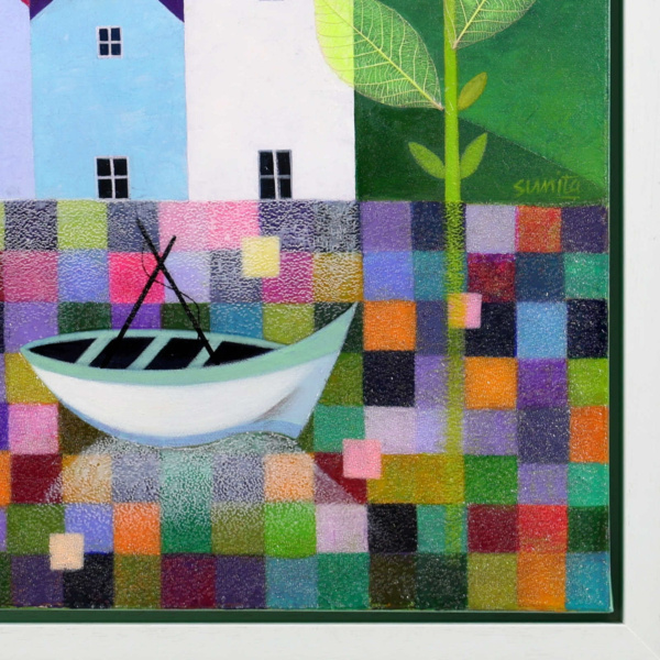 Flower Meadow by Sunita Khedekar, original painting, detail