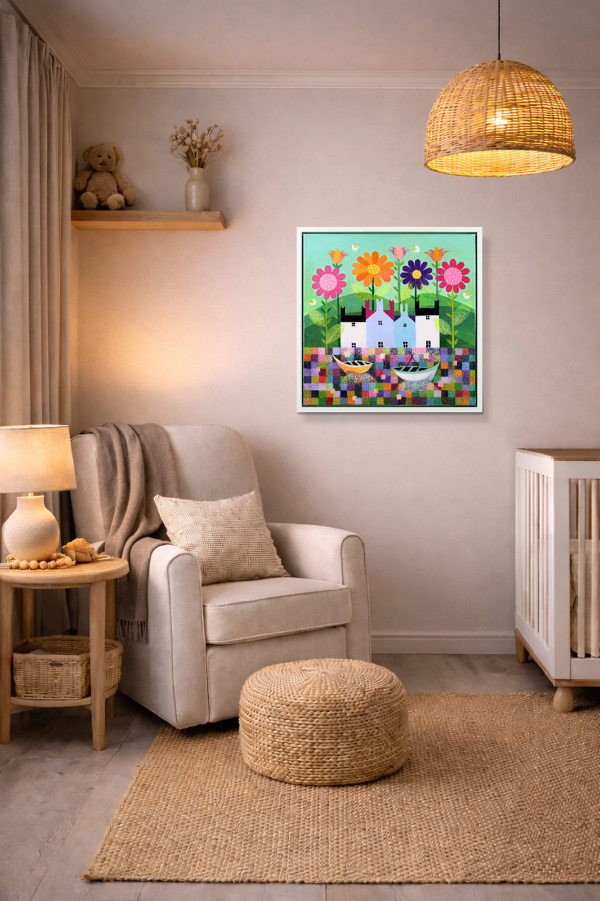 Flower Meadow by Sunita Khedekar, original painting, in room