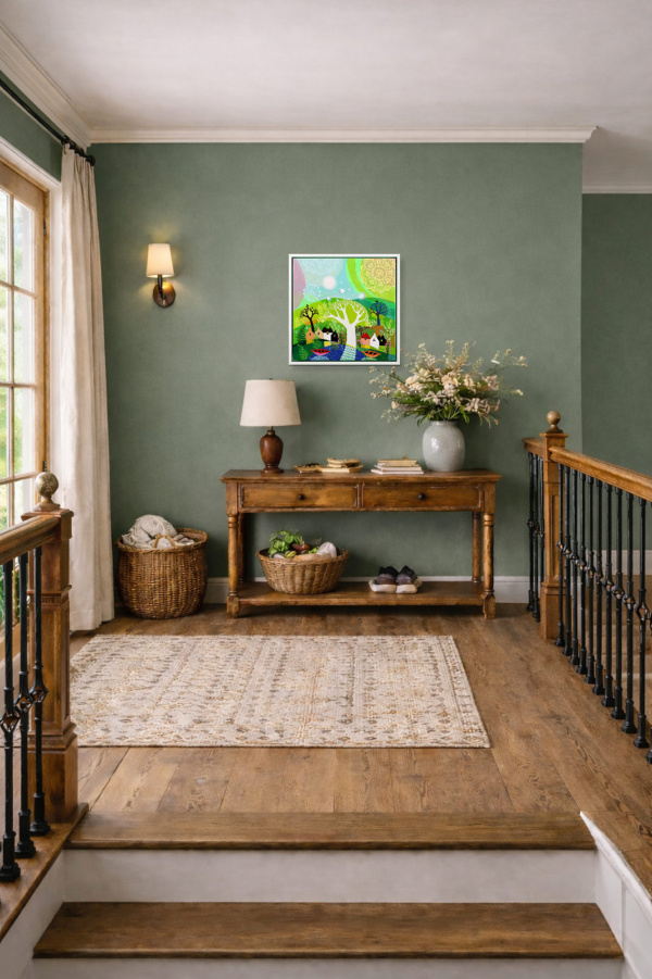 Mandala Forest by Sunita Khedekar, original painting, in room