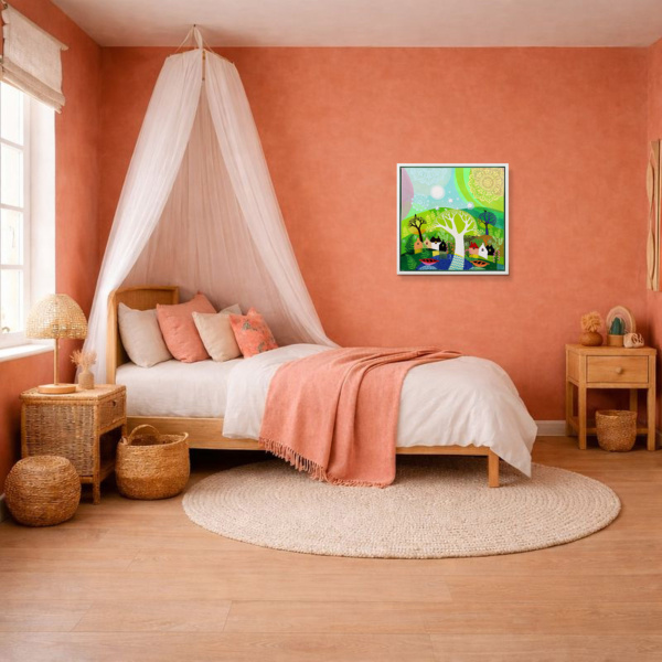 Mandala Forest by Sunita Khedekar, original painting, in room