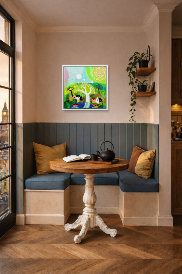 Mandala Forest by Sunita Khedekar, original painting, in room