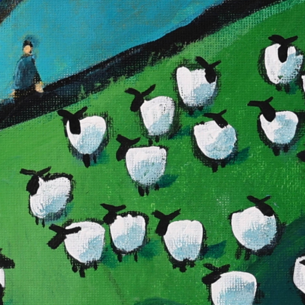 She’s Behind You! by David Alderman, original painting, detail