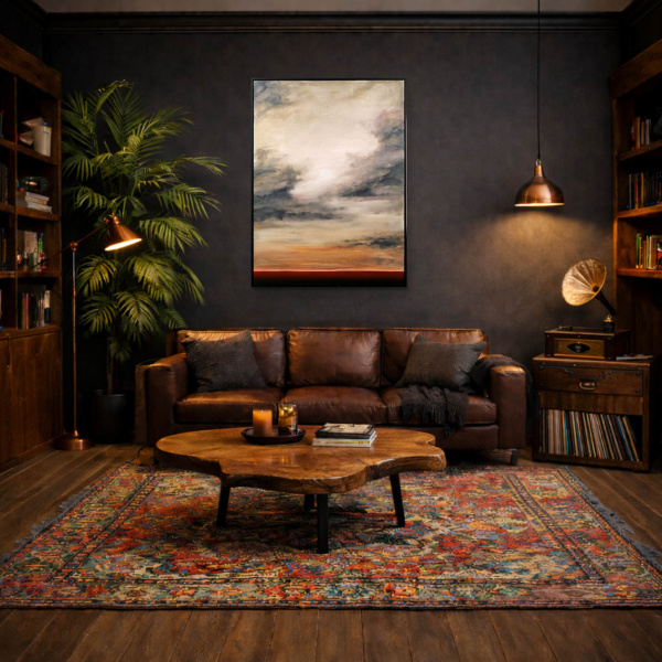When The Light Returns by Rubén Calatayud (Arken), original painting, in room