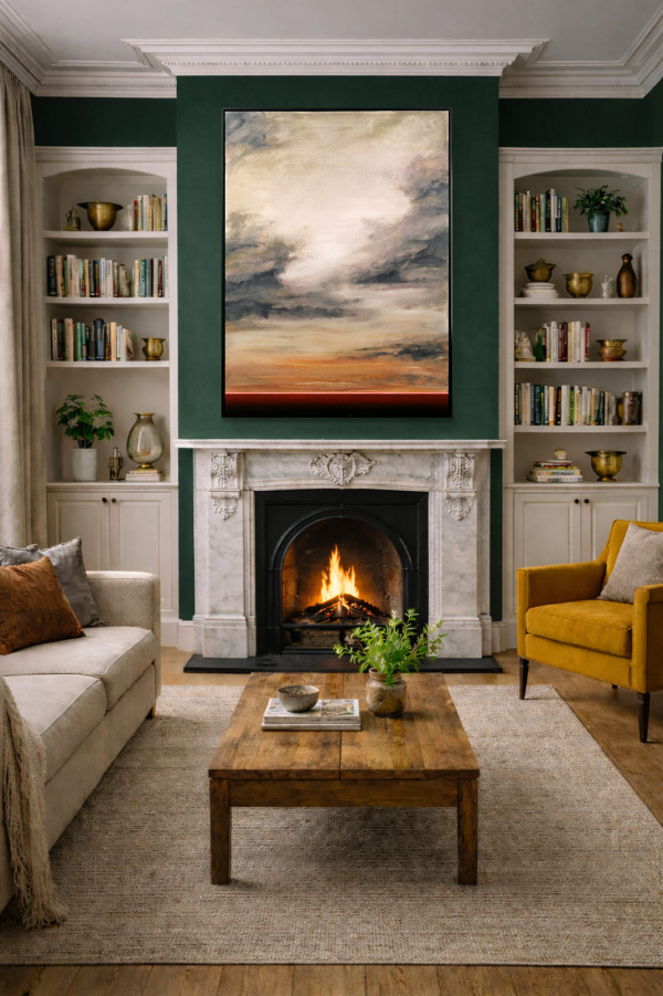 When The Light Returns by Rubén Calatayud (Arken), original painting, in room