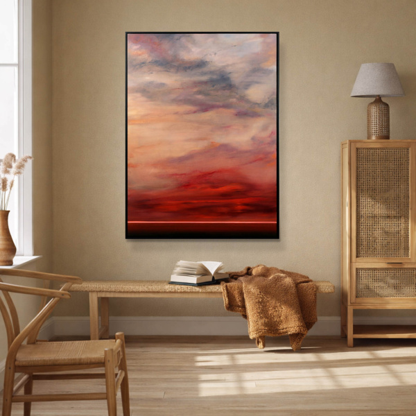 Ember Sky by Rubén Calatayud (Arken), original painting, in room