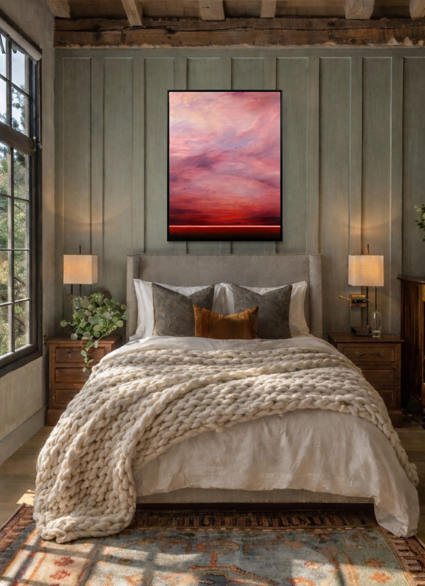 Evening Bloom by Rubén Calatayud (Arken), original painting, in room