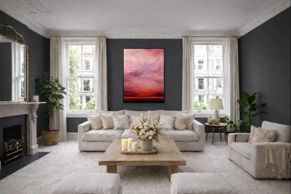 Evening Bloom by Rubén Calatayud (Arken), original painting, in room