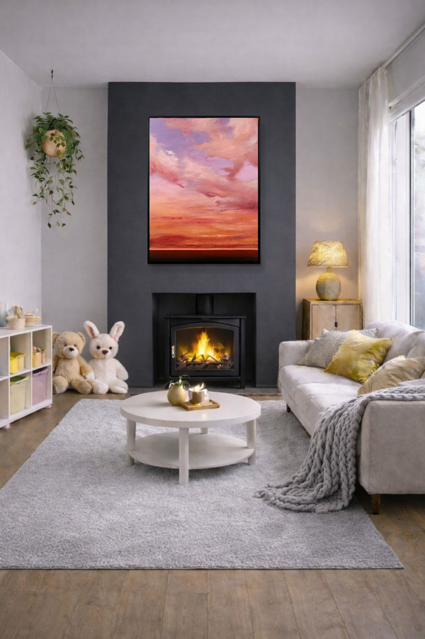 Celestial Light by Rubén Calatayud (Arken), original painting, in room