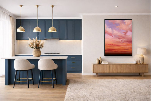 Celestial Light by Rubén Calatayud (Arken), original painting, in room
