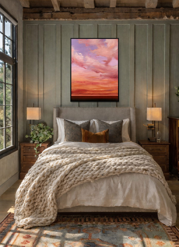 Celestial Light by Rubén Calatayud (Arken), original painting, in room