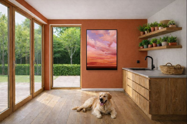 Celestial Light by Rubén Calatayud (Arken), original painting, in room