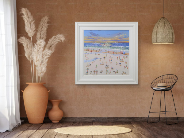 Sunset Games II by Paola Cassais, original painting, in room