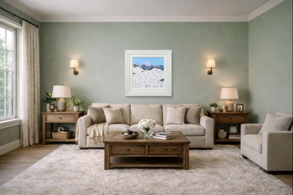 Distant Gondolas by Paola Cassais, original painting, in room