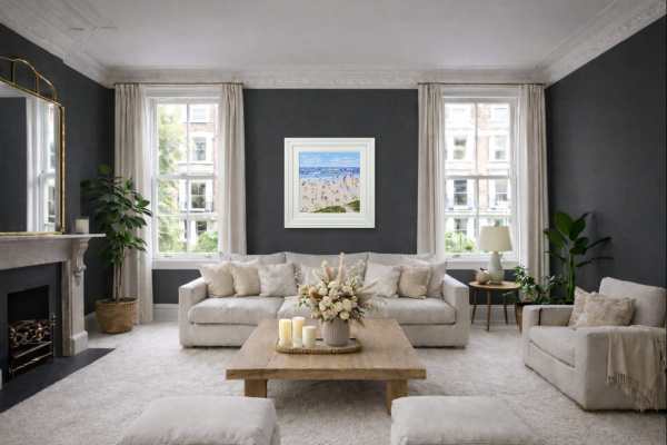 Our Beach by Paola Cassais, original painting, in room