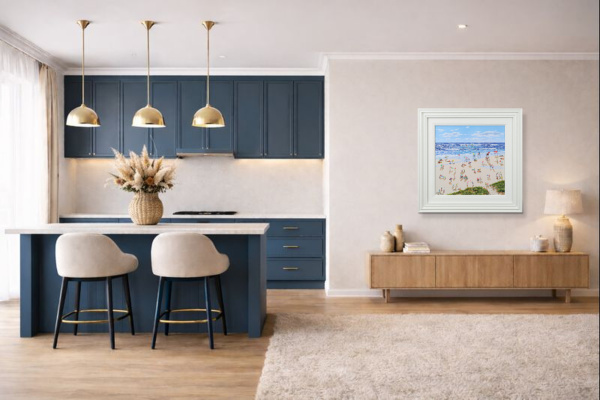 Our Beach by Paola Cassais, original painting, in room