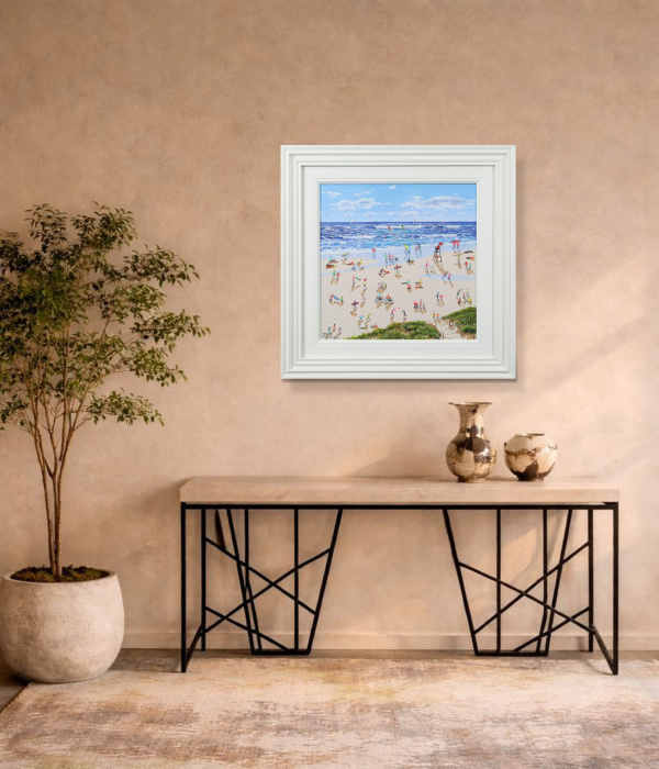 Our Beach by Paola Cassais, original painting, in room