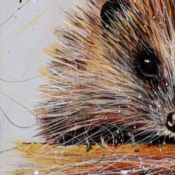 Harry The Hedgehog by Ruby Keller, original painting, detail