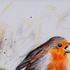 Robbie Robin by Ruby Keller, original painting, detail