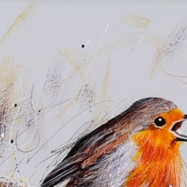 Robbie Robin by Ruby Keller, original painting, detail