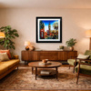 London In Motion by Simon Wright, original painting, in room