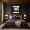 London In Motion by Simon Wright, original painting, in room