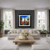London In Motion by Simon Wright, original painting, in room
