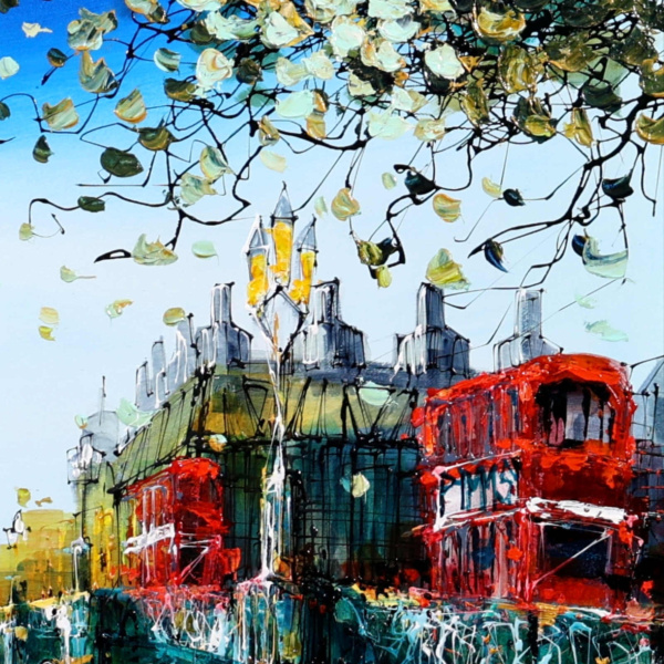 View from Westminster Bridge by Simon Wright, original painting, detail