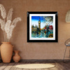 View from Westminster Bridge by Simon Wright, original painting, in room