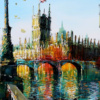 Spring On The Thames by Simon Wright, original painting, detail