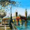 Spring On The Thames by Simon Wright, original painting